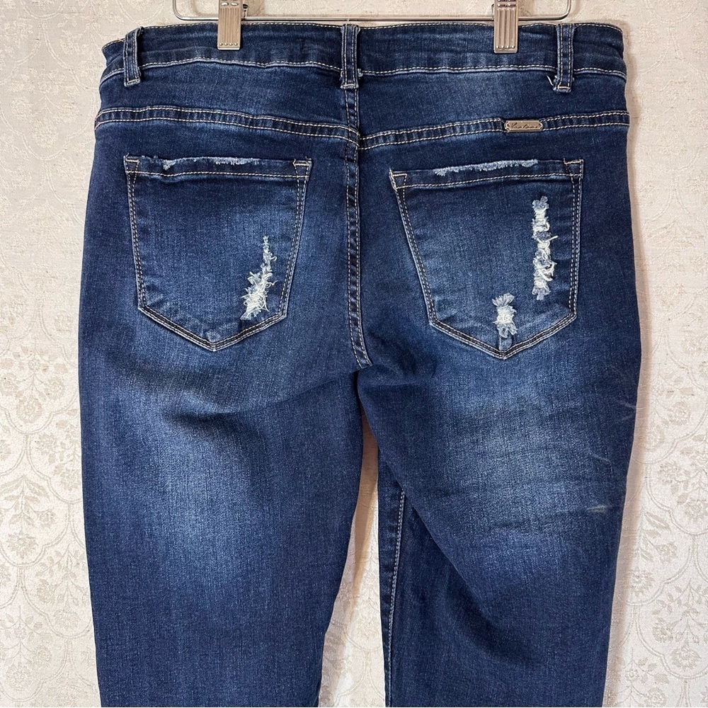 KanCan Blue Distressed Raw Hem Women Denim Skinny Jeans 9/28 - Picture 5 of 7